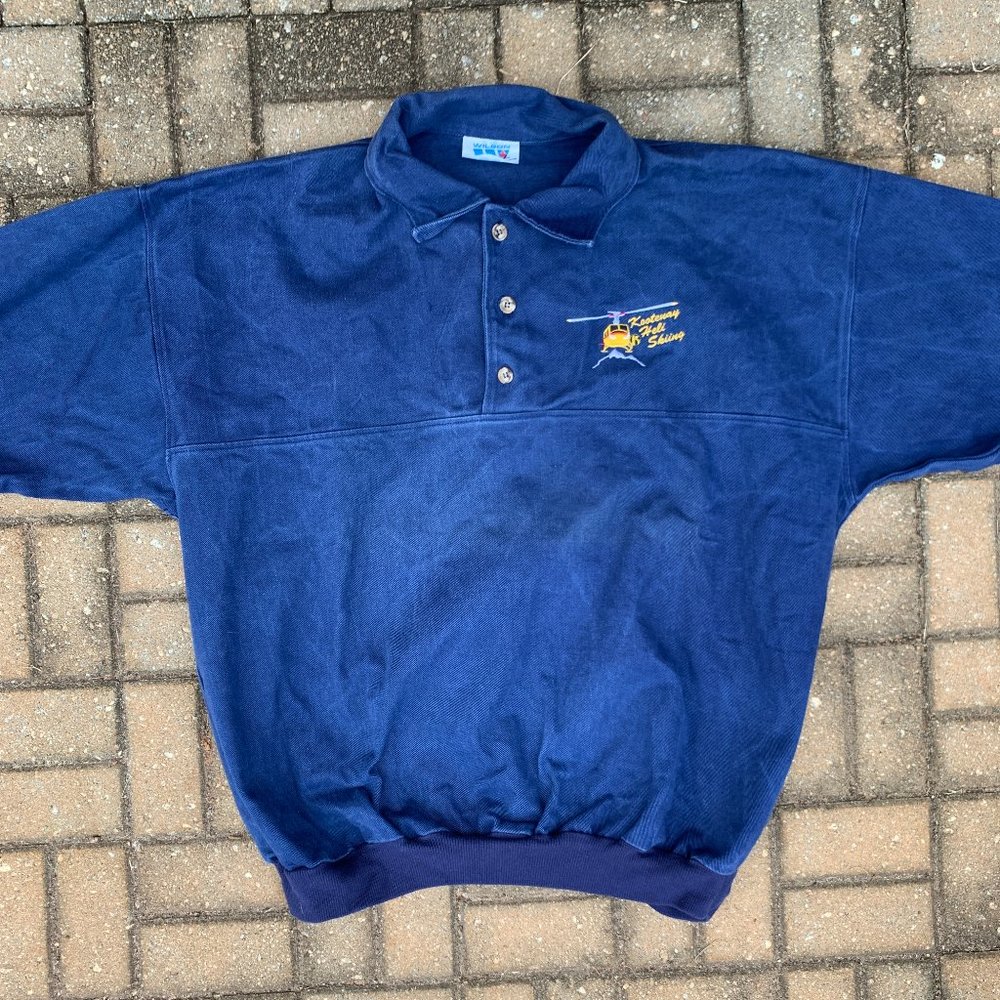 Vintage Overdyed Blue Denim Collared Crewneck XL